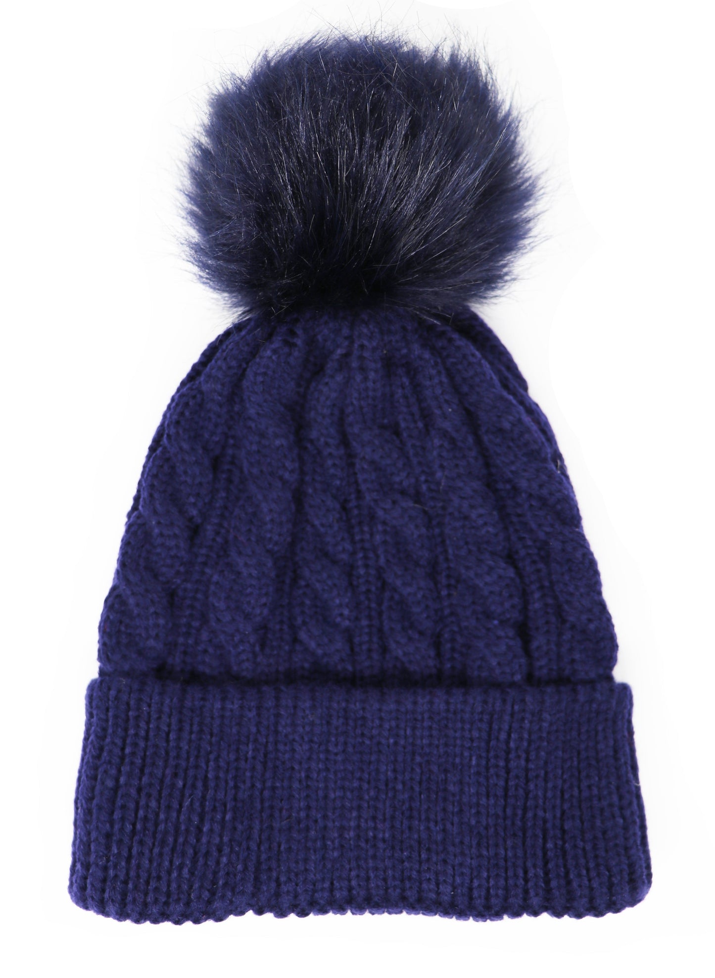Kids Cable Knitted Pom Pom Hat