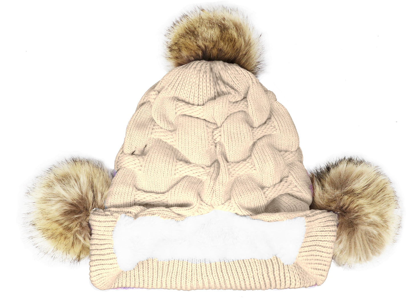 Scrunched Winter Pom Pom Knitted hat, One Size