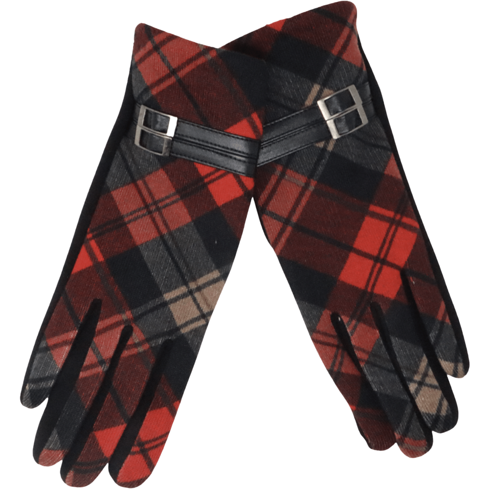 Woman’s Check Buckle Glove, One Size