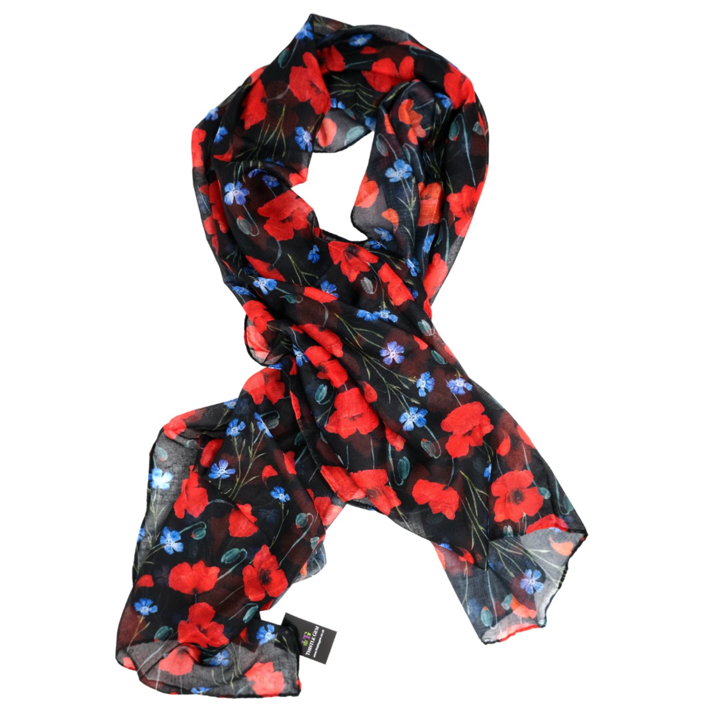 Lightweight All Seasons Floral Poppy Scarf