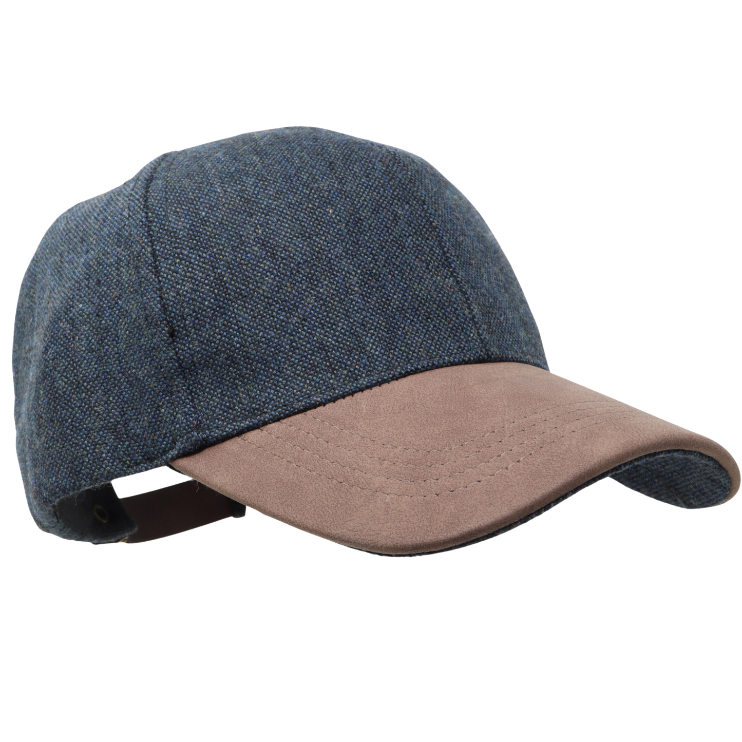 Plain Tweed  Baseball Cap with Suede Peak