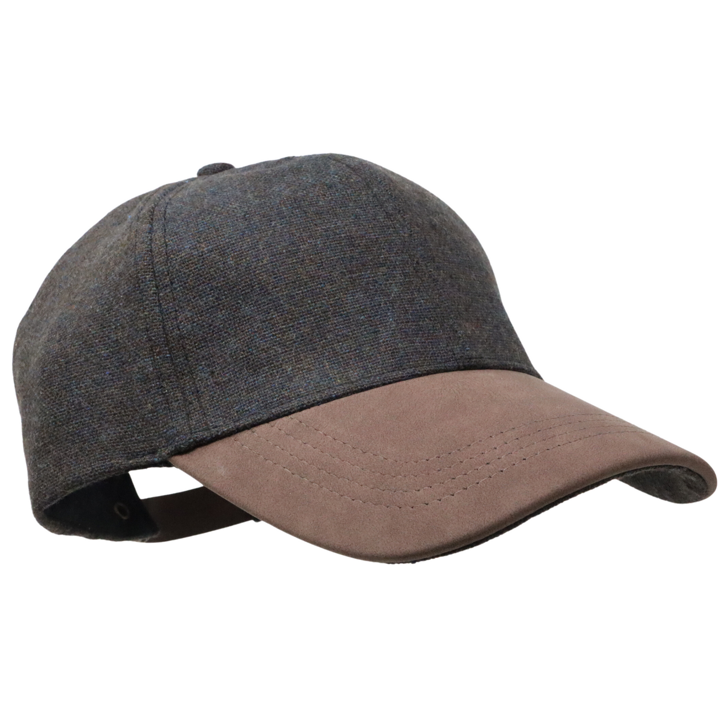 Plain Tweed  Baseball Cap with Suede Peak