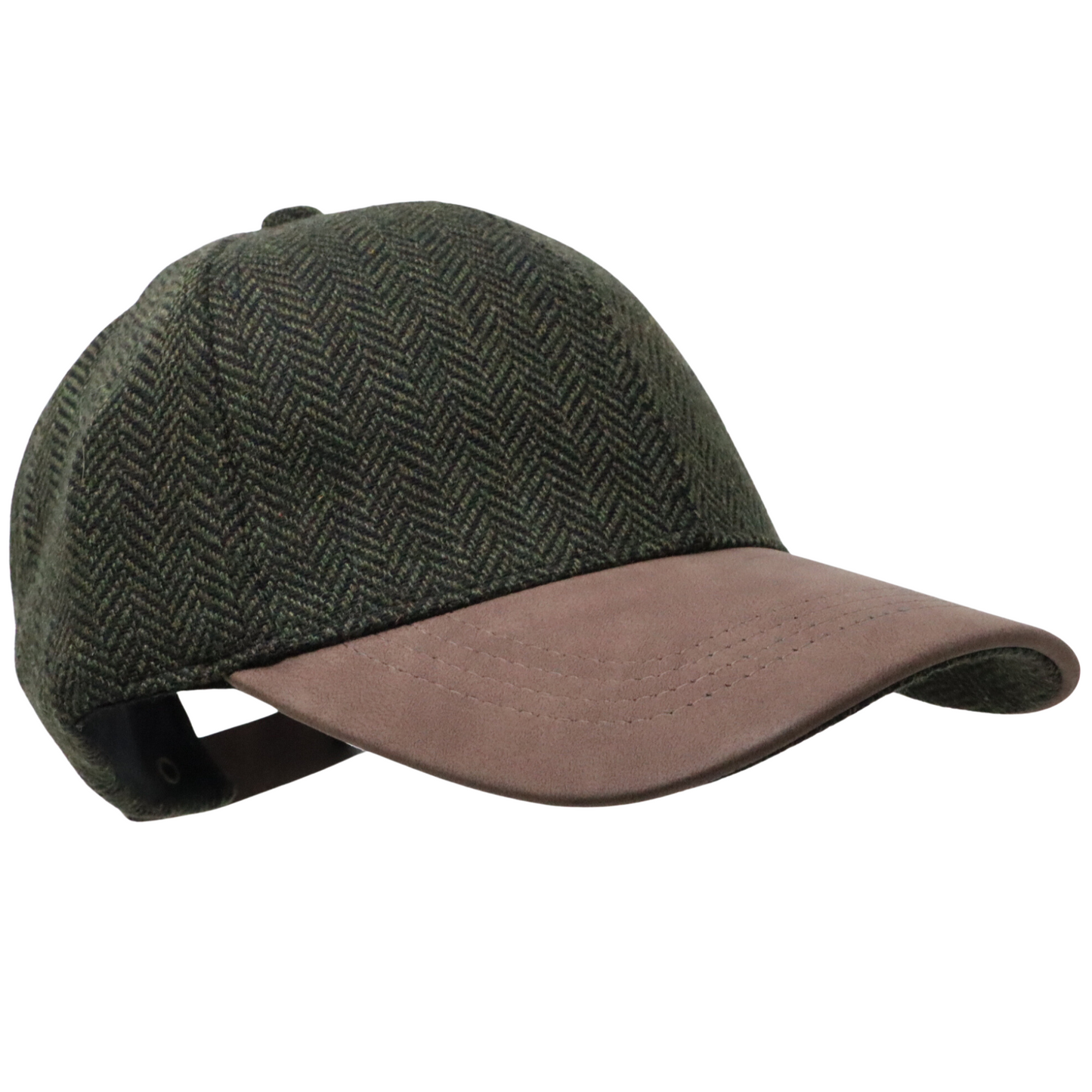 Herringbone Baseball Cap with Suede Peak