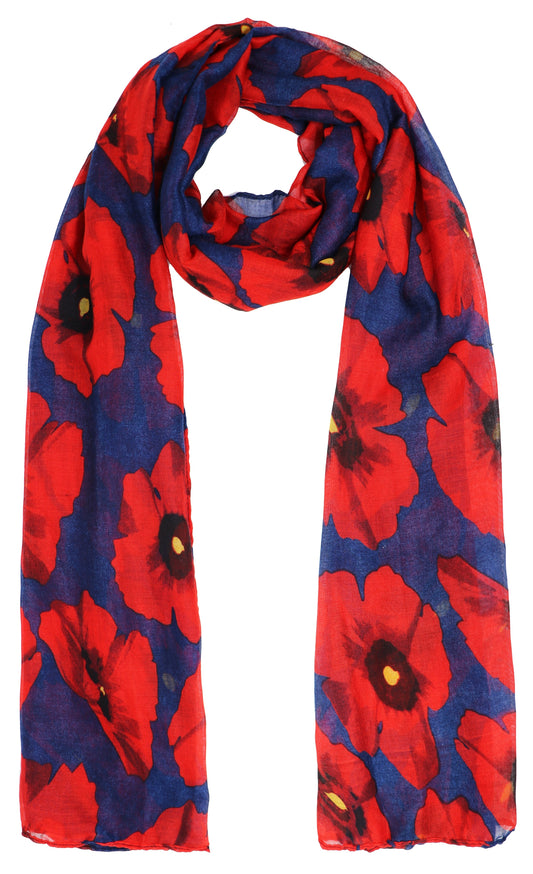 All Seasons Large Print Poppy Floral Scarf