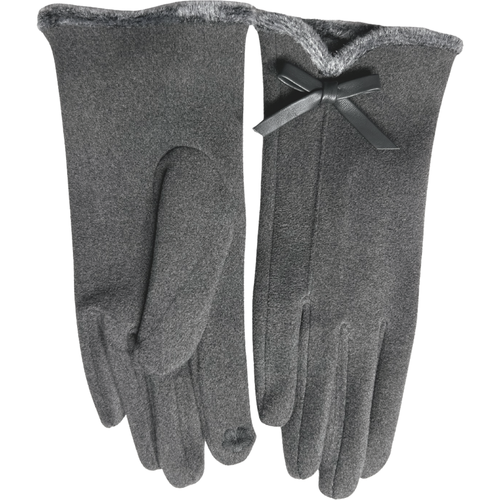 Faux-Fur Small Trim Gloves with Bowtie