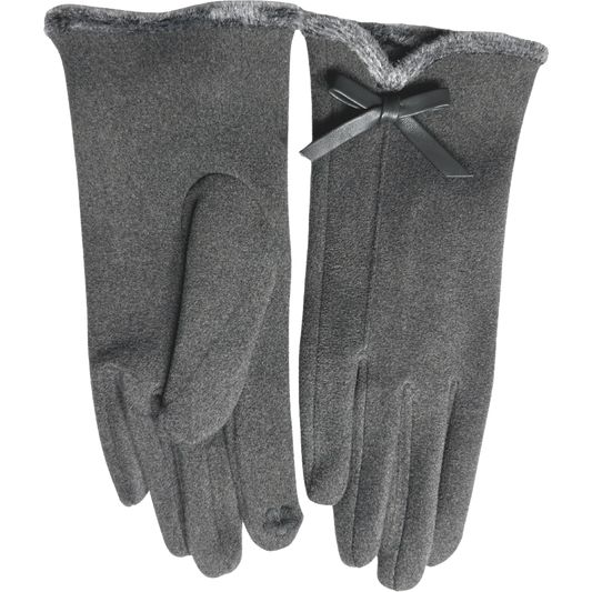 Faux-Fur Small Trim Gloves with Bowtie