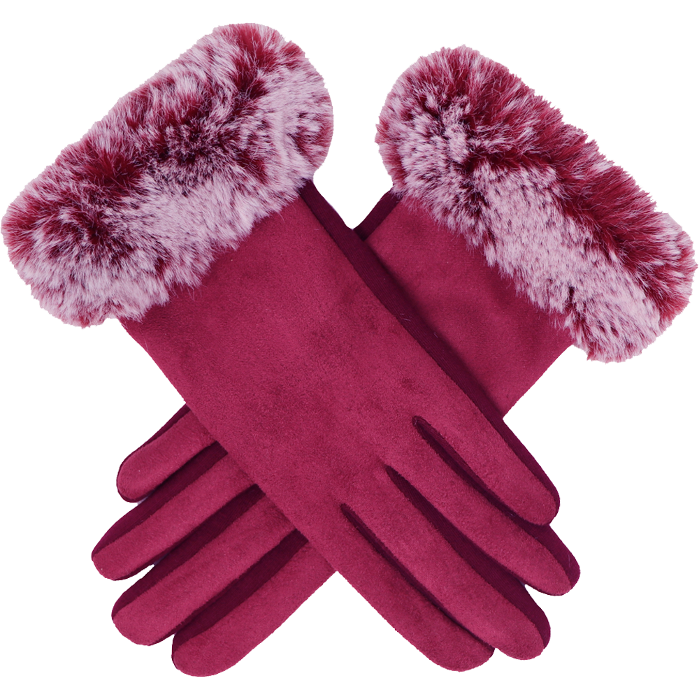 Large Trim Faux-Fur Gloves