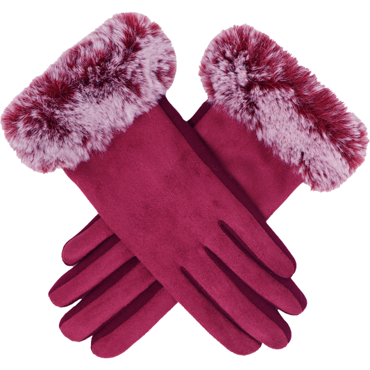 Large Trim Faux-Fur Gloves